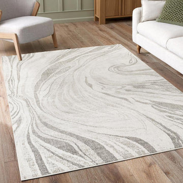 Mabel Abstract MBL01 Modern Abstract Distressed Marbled Swirl Soft Hi-Lo Textured Cut Pile Polyblend Stone Grey/Ivory/Warm Taupe/Soft Silver/Muted Beige Rug-Desire Rugs-Rug Love - The Most Loved Rug Store